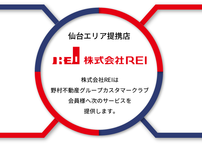 仙台エリア提携店 株式会社REIは野村不動産グループカスタマークラブ会員様へ次のサービスを提供します。